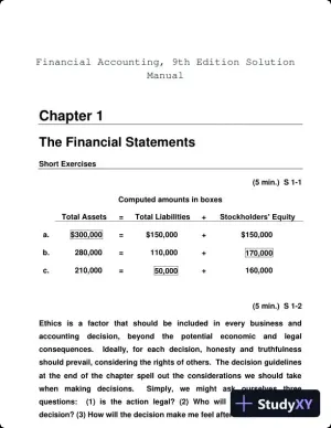 Financial Accounting, 9th Edition Solution Manual