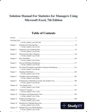 Solution Manual For Statistics for Managers Using Microsoft Excel, 7th Edition
