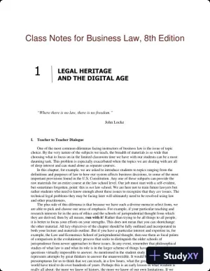 Class Notes for Business Law, 8th Edition