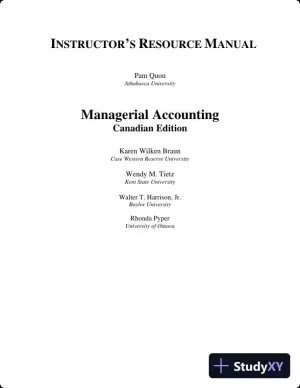 Class Notes for Managerial Accounting, Second Canadian Edition