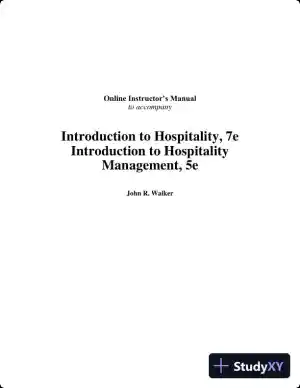 Class Notes for Introduction to Hospitality, 7th Edition
