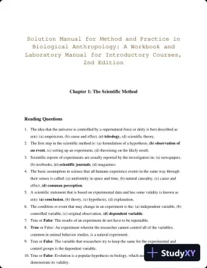 Solution Manual for Method and Practice in Biological Anthropology: A Workbook and Laboratory Manual for Introductory Courses, 2nd Edition