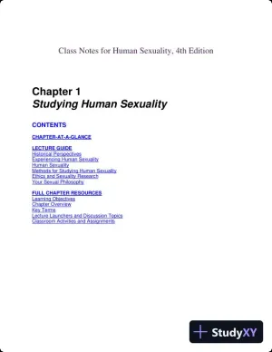 Class Notes for Human Sexuality, 4th Edition