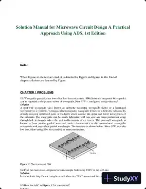Solution Manual for Microwave Circuit Design A Practical Approach Using ADS, 1st Edition