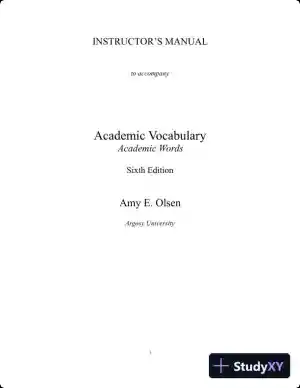 Solution Manual for Academic Vocabulary: Academic Words, 6th Edition