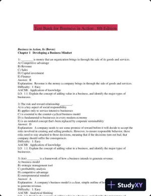 Test Bank for Business in Action , 8th Edition