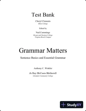 Grammar Matters, 1st Edition Test Bank