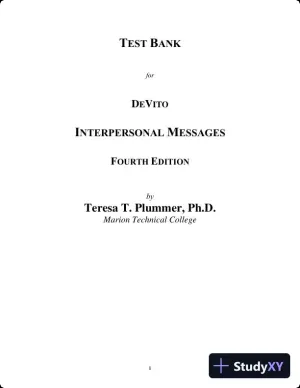 Test Bank for Interpersonal Messages , 4th Edition