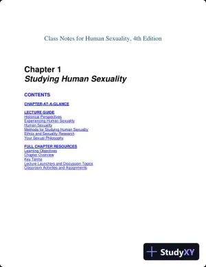 Class Notes for Human Sexuality, 4th Edition