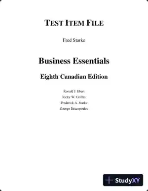 Test Bank For Business Essentials, Eighth Canadian Edition 8th Edition