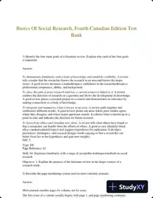 Basics Of Social Research, Fourth Canadian Edition Test Bank