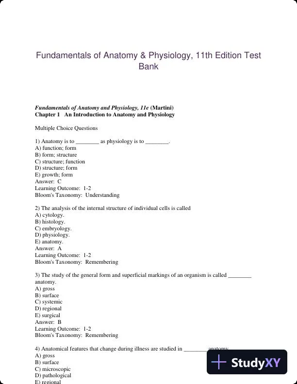 Fundamentals of Anatomy & Physiology, 11th Edition Test Bank