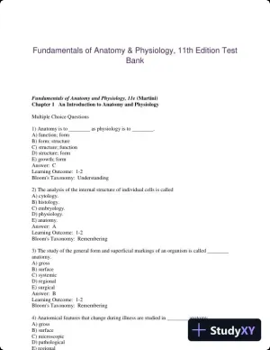 Fundamentals of Anatomy & Physiology, 11th Edition Test Bank