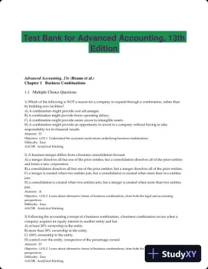 Test Bank for Advanced Accounting, 13th Edition