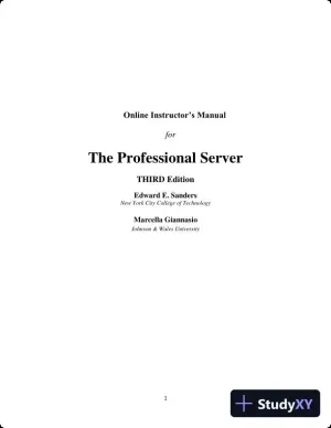 Professional Server, The: A Training Manual, 3rd Edition Solution Manual