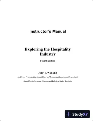Exploring the Hospitality Industry, 4th Edition Class Notes