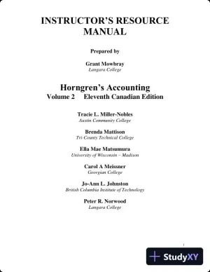 Lecture Notes for Horngren's Accounting, Volume 2, Eleventh Canadian Edition