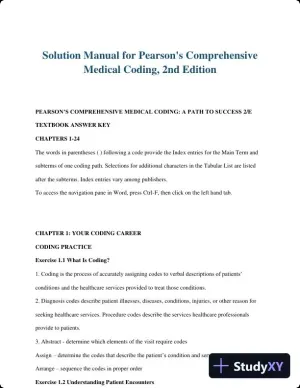 Solution Manual for Pearson's Comprehensive Medical Coding, 2nd Edition