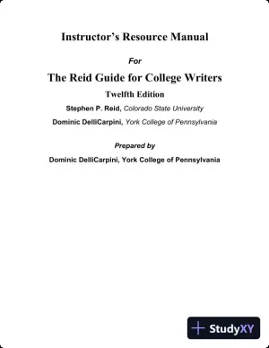 Lecture Notes for The Reid Guide for College Writers, 12th Edition