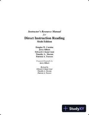 Solution Manual for Direct Instruction Reading, 3rd Edition