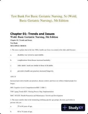 Test Bank For Basic Geriatric Nursing, 5e (Wold, Basic Geriatric Nursing), 5th Edition