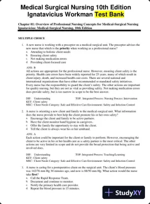Test Bank for Medical-Surgical Nursing: Concepts for Interprofessional Collaborative Care, 10th Edition (Chapters 1-69)