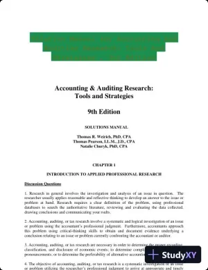 Solution Manual for Accounting And Auditing Research: Tools And Strategies , 9th Edition