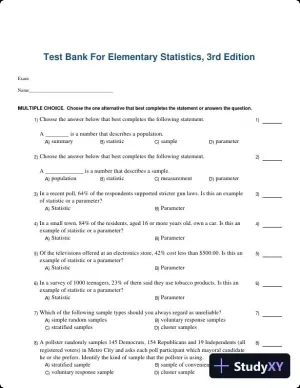 Test Bank For Elementary Statistics, 3rd Edition