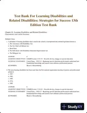 Test Bank For Learning Disabilities and Related Disabilities: Strategies for Success 13th Edition Test Bank