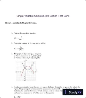 Single Variable Calculus, 8th Edition Test Bank