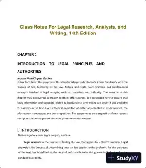Lecture Notes For Legal Research, Analysis, and Writing, 14th Edition