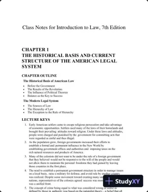 Lecture Notes for Introduction to Law, 7th Edition