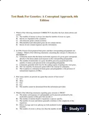 Test Bank For Genetics: A Conceptual Approach, 6th Edition