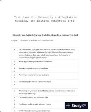 Test Bank for Maternity and Pediatric Nursing, 4th Edition (Chapters 1-51)