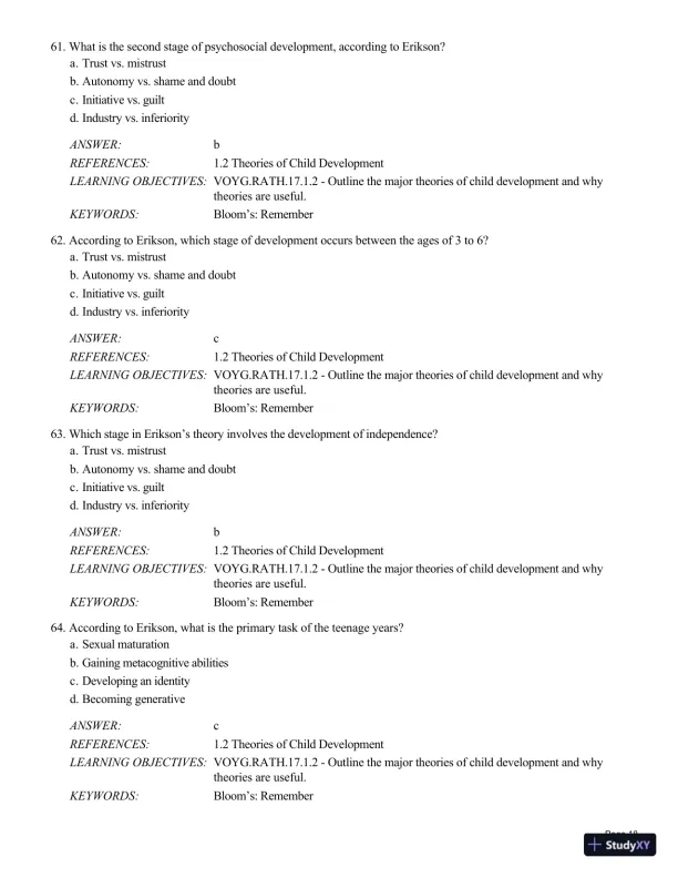 Test Bank For Childhood and Adolescence: Voyages in Development, 6th Edition - Page 19 preview image