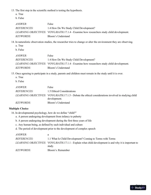 Test Bank For Childhood and Adolescence: Voyages in Development, 6th Edition - Page 5 preview image