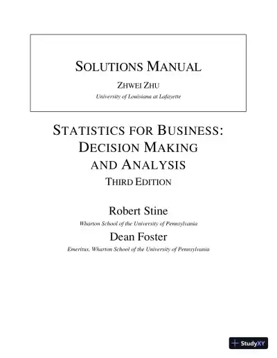 Solution Manual for Statistics for Business: Decision Making and Analysis, 3rd Edition - Page 1 preview image