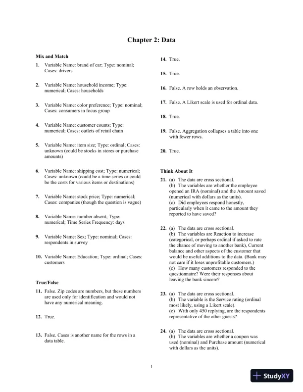 Solution Manual for Statistics for Business: Decision Making and Analysis, 3rd Edition - Page 5 preview image