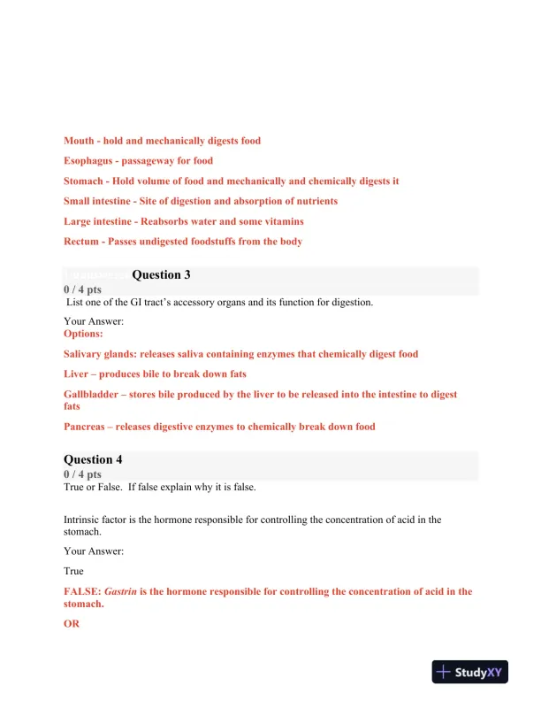 BIOD121 Nutrition Module 2 Exam With Answers (29 Solved Questions) - Page 3 preview image