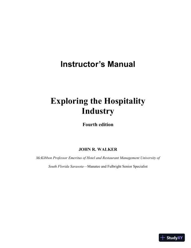 Exploring the Hospitality Industry, 4th Edition Class Notes - Page 1 preview image