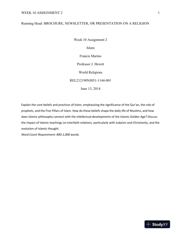 Brochure, Newsletter, or Presentation on a Religion - Page 1 preview image