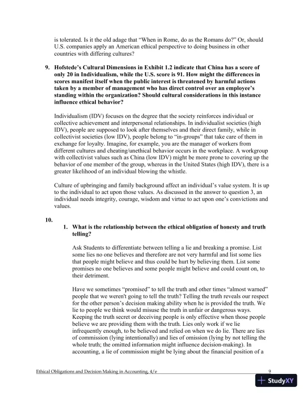 Ethical Obligations and Decision-Making in Accounting: Text and Cases 4th Edition Solution Manual - Page 10 preview image