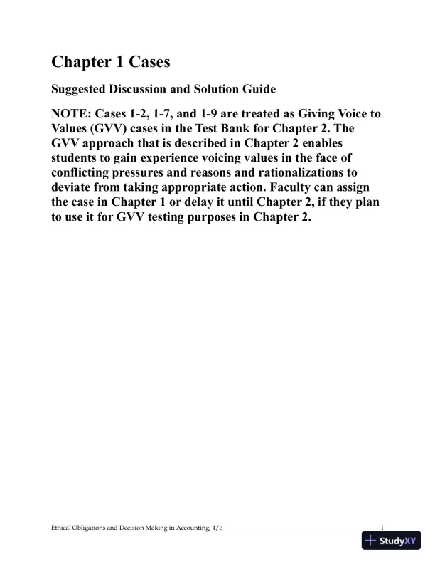 Ethical Obligations and Decision-Making in Accounting: Text and Cases 4th Edition Solution Manual - Page 23 preview image