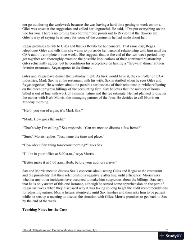 Ethical Obligations and Decision-Making in Accounting: Text and Cases 4th Edition Solution Manual - Page 29 preview image