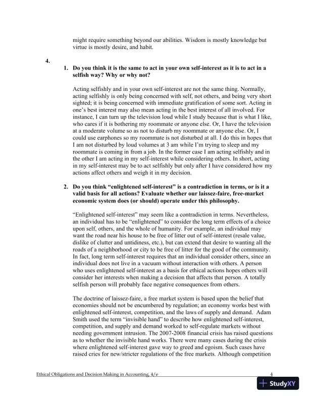 Ethical Obligations and Decision-Making in Accounting: Text and Cases 4th Edition Solution Manual - Page 5 preview image