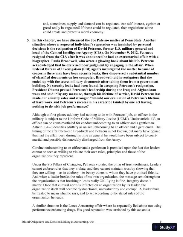 Ethical Obligations and Decision-Making in Accounting: Text and Cases 4th Edition Solution Manual - Page 6 preview image