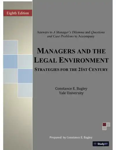 Managers and the Legal Environment: Strategies for the 21st Century, 8th Edition Solution Manual - Page 1 preview image