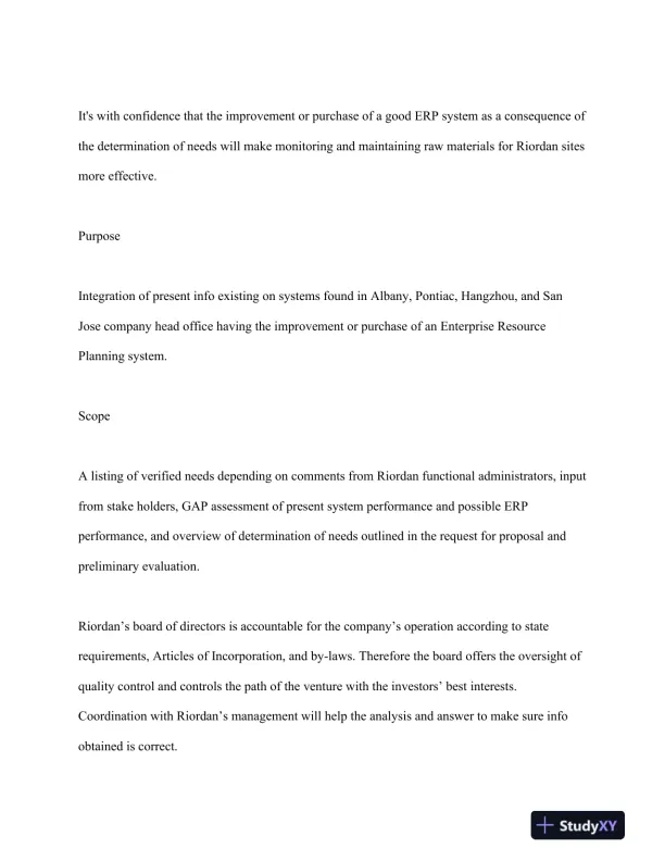 BSA 400 Riordan: Development of an ERP System Final Report - Page 11 preview image