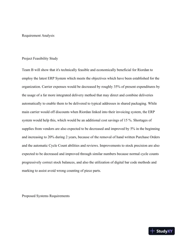 BSA 400 Riordan: Development of an ERP System Final Report - Page 6 preview image