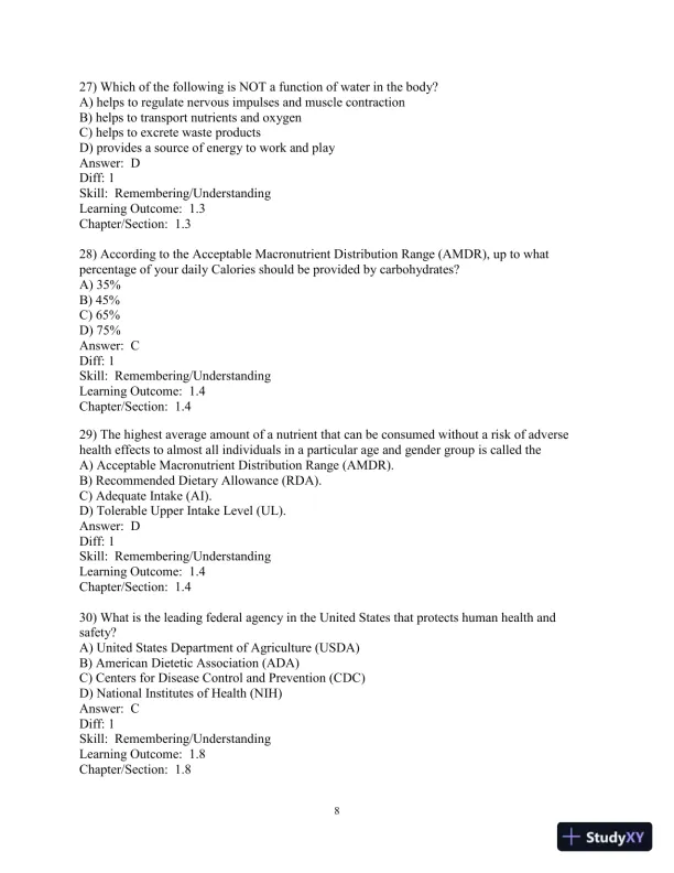 Test Bank For Nutrition: An Applied Approach, 5th Edition - Page 9 preview image
